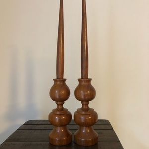Pair of Handmade Wood Candlesticks and Candleholders - Nice!
